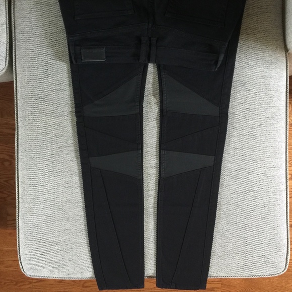 Sandro Paris Leather black Moto jeans US8 / Euro40 - Picture 8 of 14